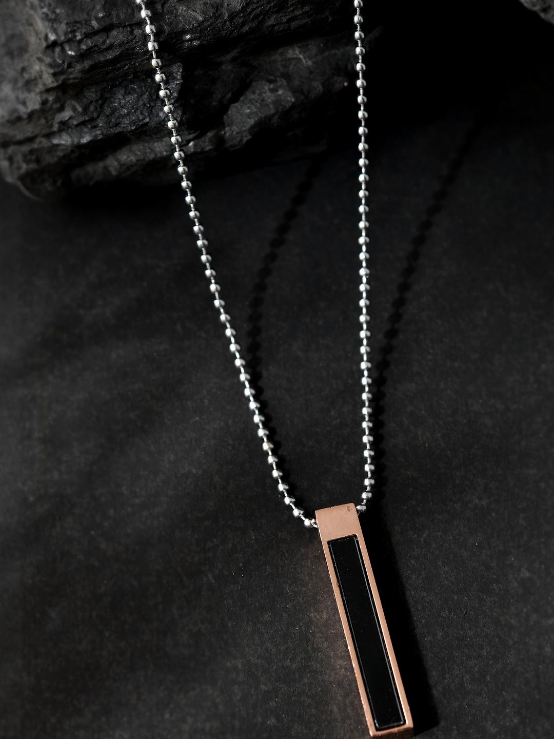 Roadster Men Silver-Plated Chain With Rectangular Shaped Pendent