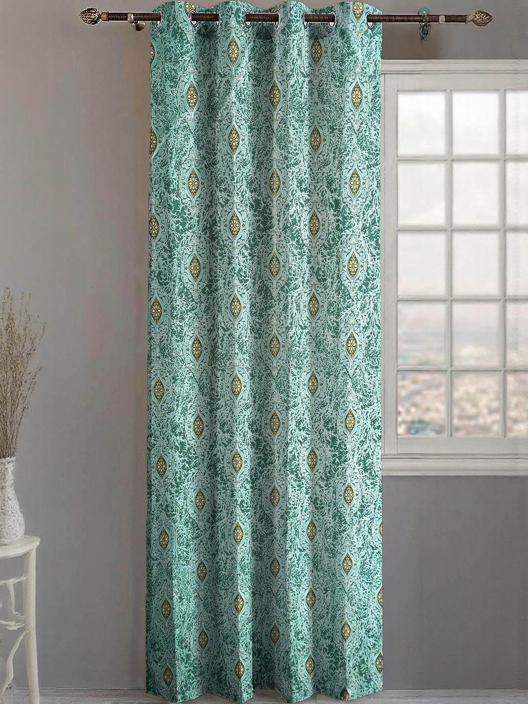 Lunar Days Green 9 Feet 95% Room Darkening Eyelet Ring Window Curtains