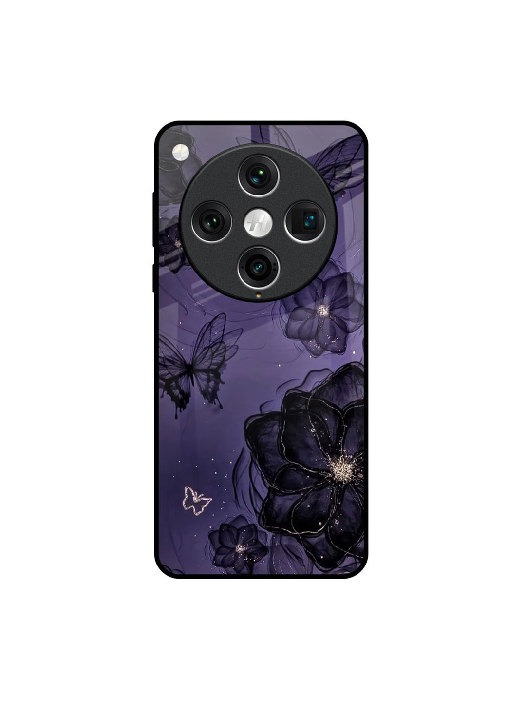QRIOH Floral Printed Oppo Find X8 Pro Purple Paradise Glass Back Case Mobile Accessories