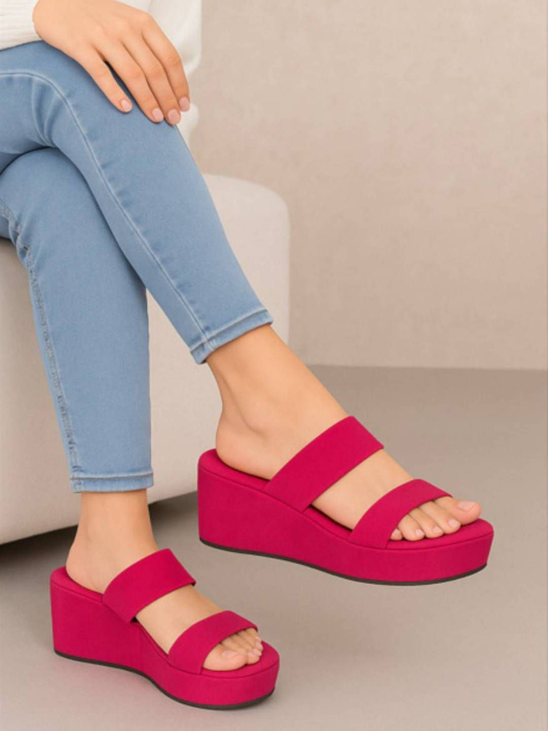 GLO GLAMP Fuchsia Flair Wedges Sandals