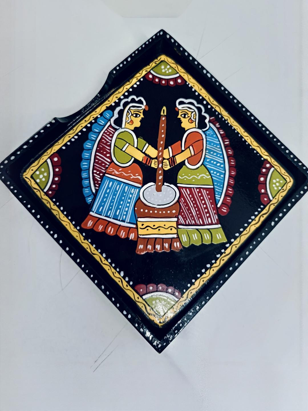 WEAVEHAND Black Set Of 6 Tikuli Tea Coasters