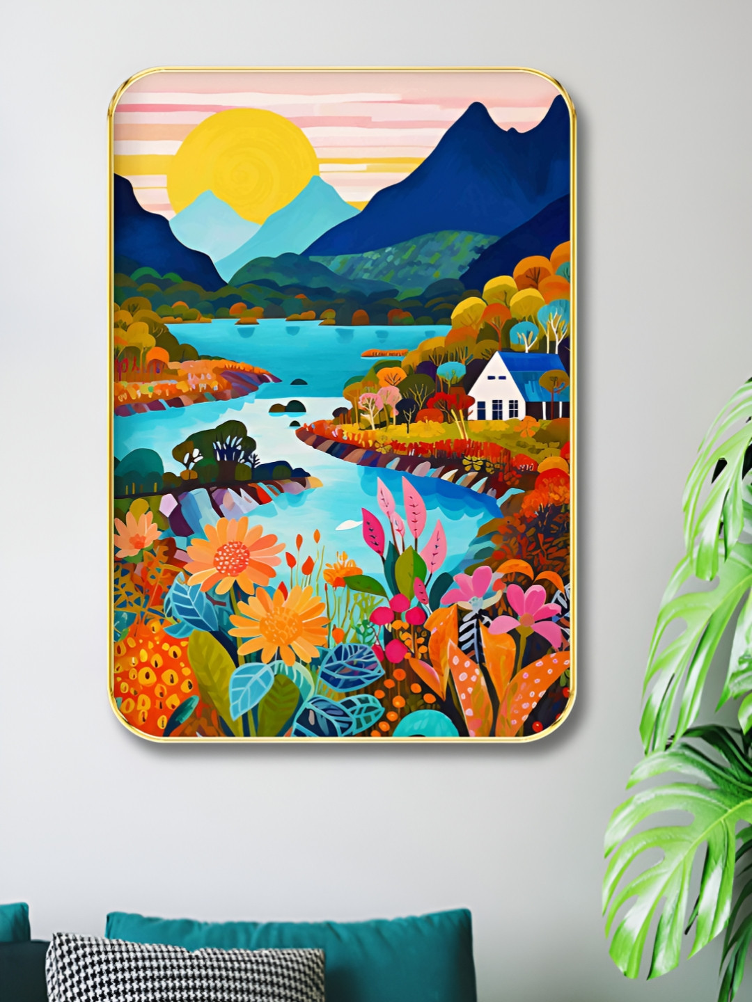 Livin'luxe Blue & Green Colorful River Valley Wall Art