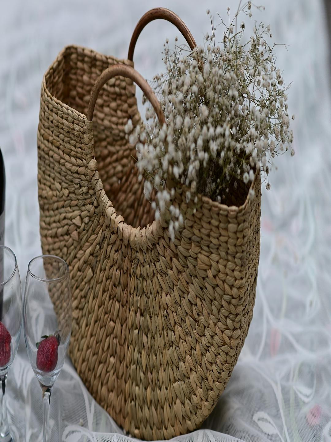 FLICKERS AND FLAME Water Hyacinth Tote Bag