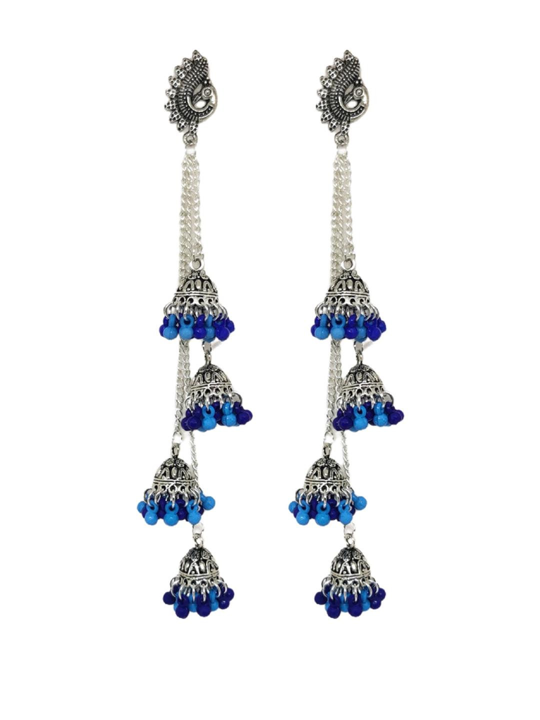 Weariton Blue Jhumkas Earrings