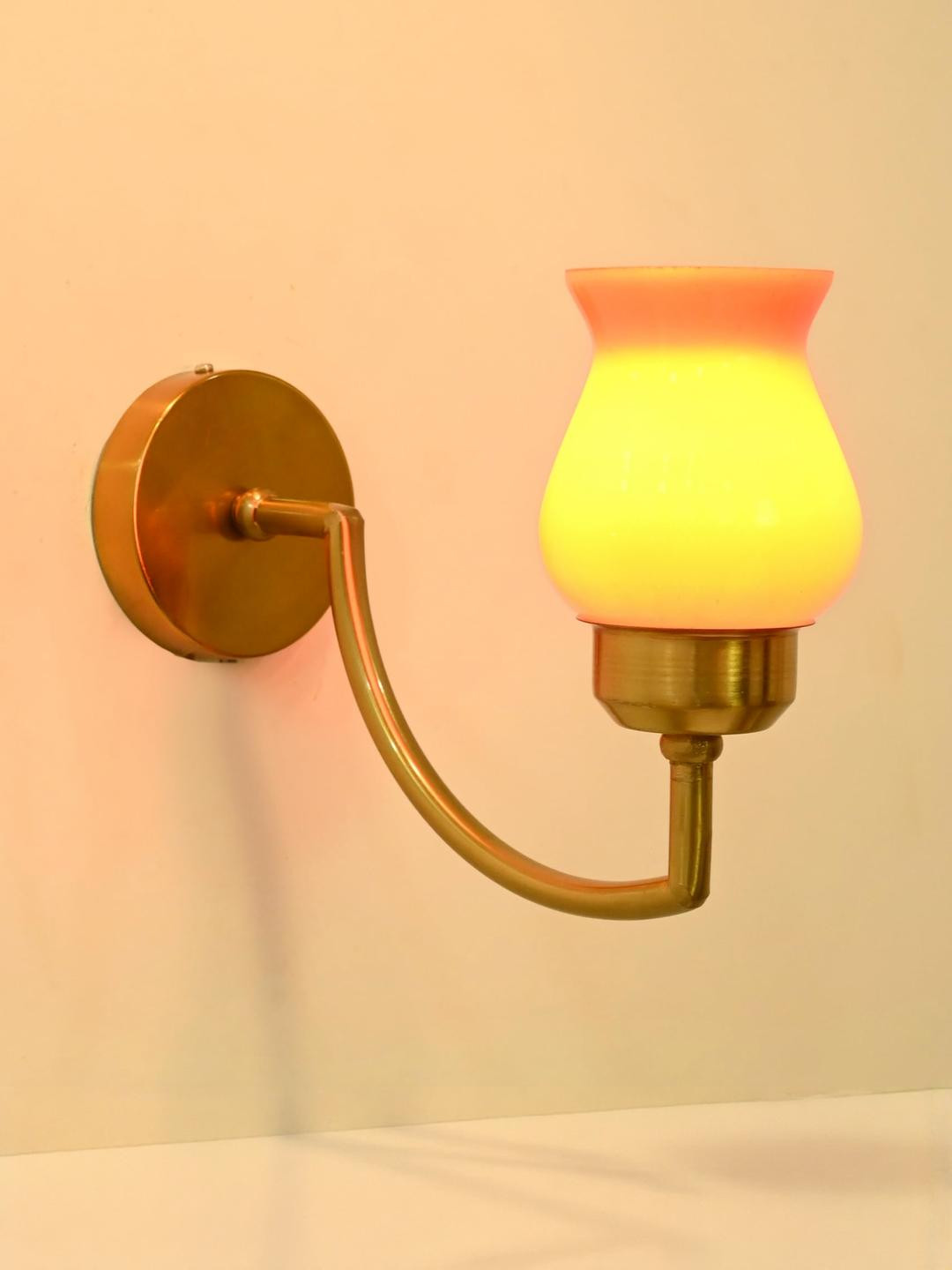 Somil Premium Designer Glass Wall/Night Lamp  Elegant  & Stylish Dcor Accent for Modern Interiors,  Color Orange, Size:- 10 x 10 x 20.5 CM