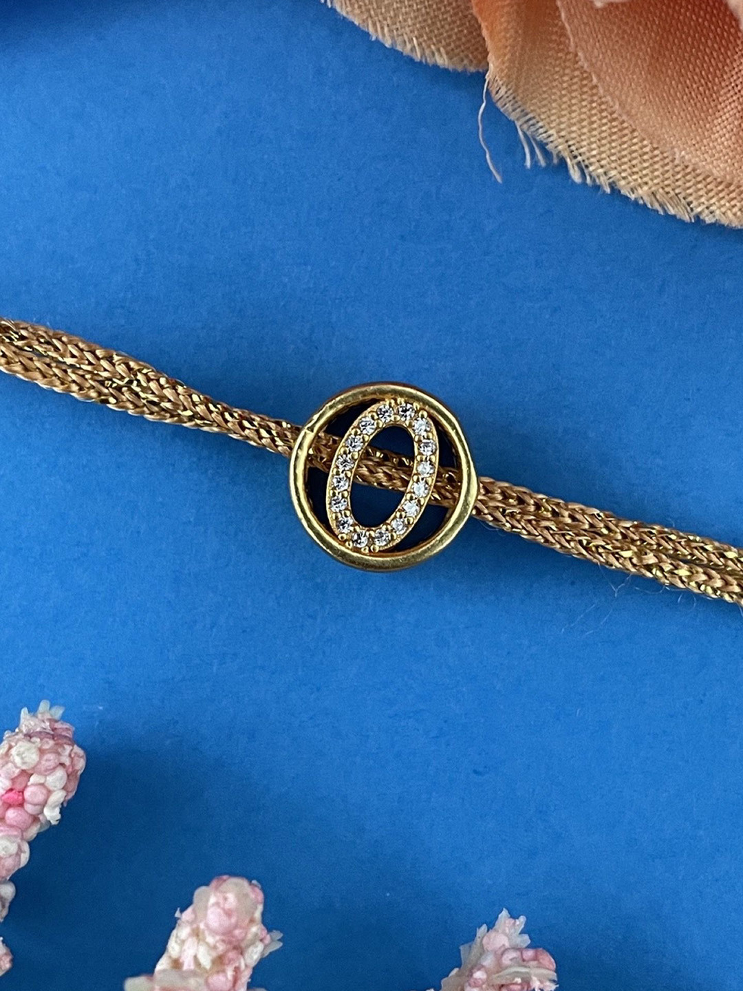 Digital Dress Room O Letter Initial American Diamond Studded Thread Rakhi