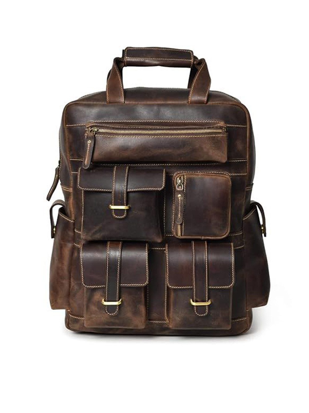 PRANJALS HOUSE Unisex Leather Backpack