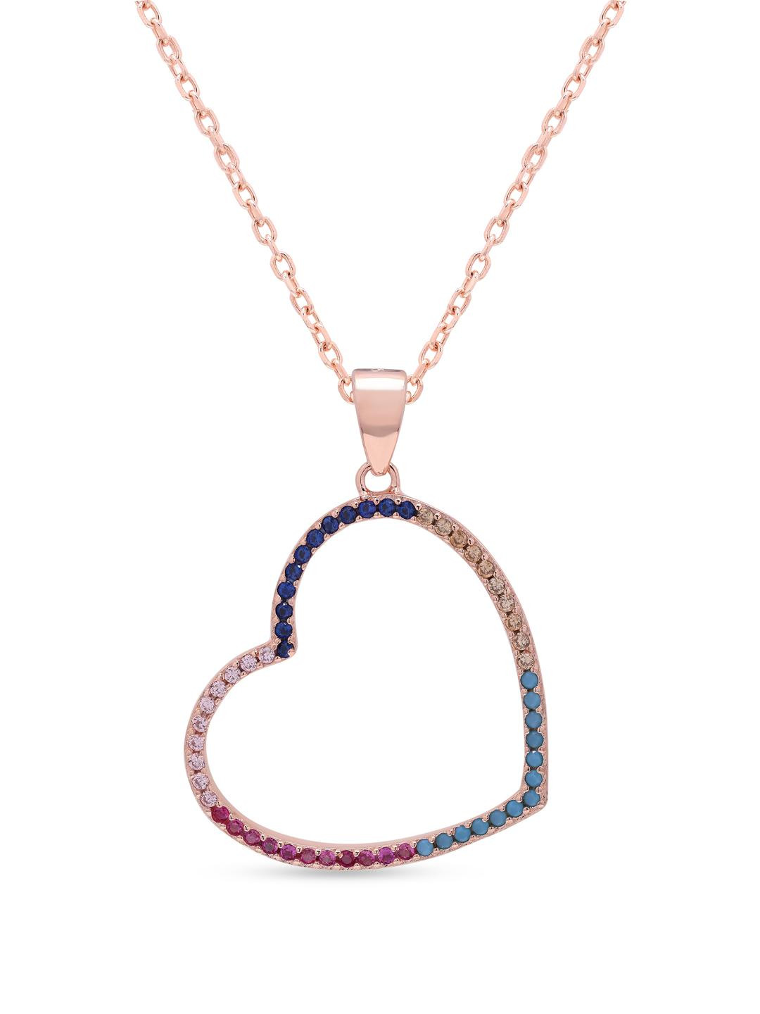925 Silver Multicoloured Rose Gold Finish Pendant
