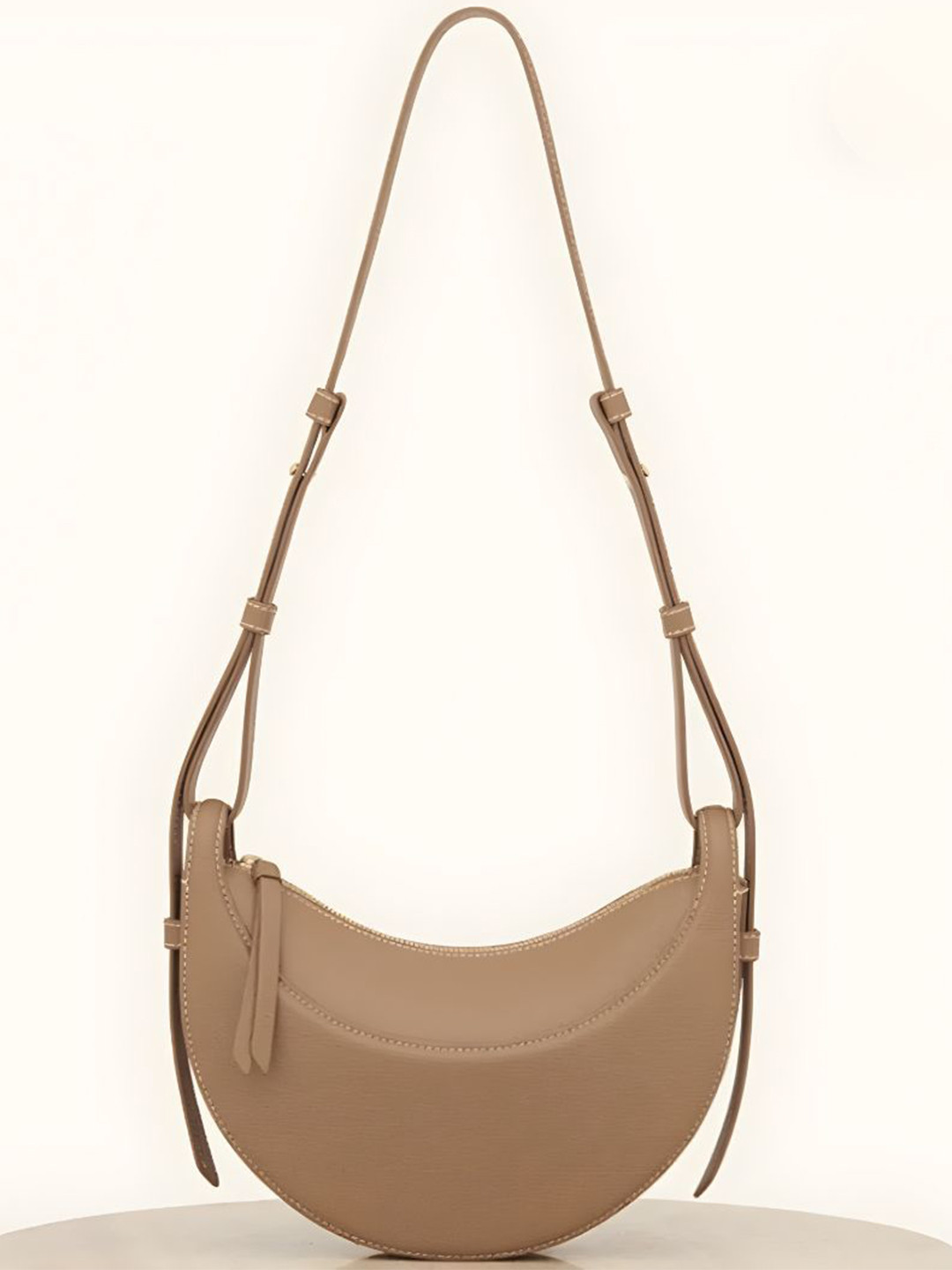 PYB Women Solid Half Moon Fringed Shoulder Bag