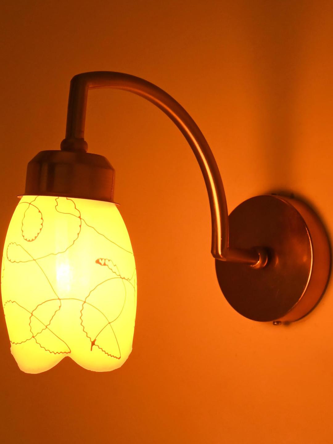 Somil Premium Designer Glass Wall/Night Lamp  Elegant  & Stylish Dcor Accent for Modern Interiors,  Color Orange, White, Size:- 9.5 x 9.5 x 25.5 CM