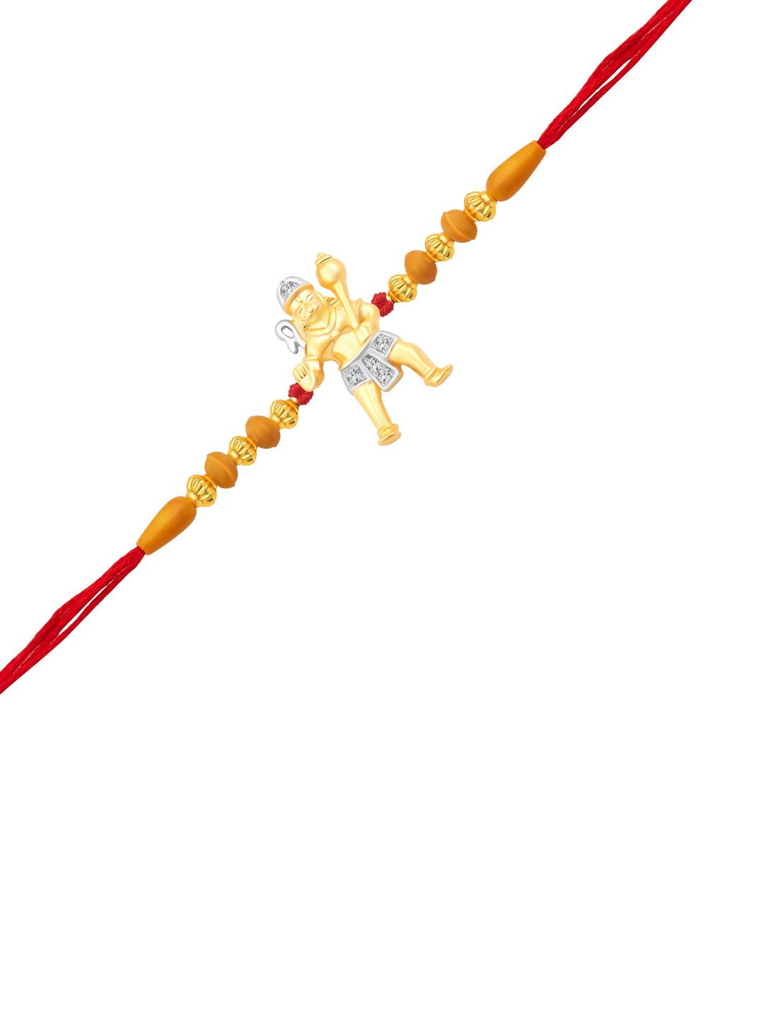 VIVASTRI Men Red Thread Rakhi with Hanuman Charm