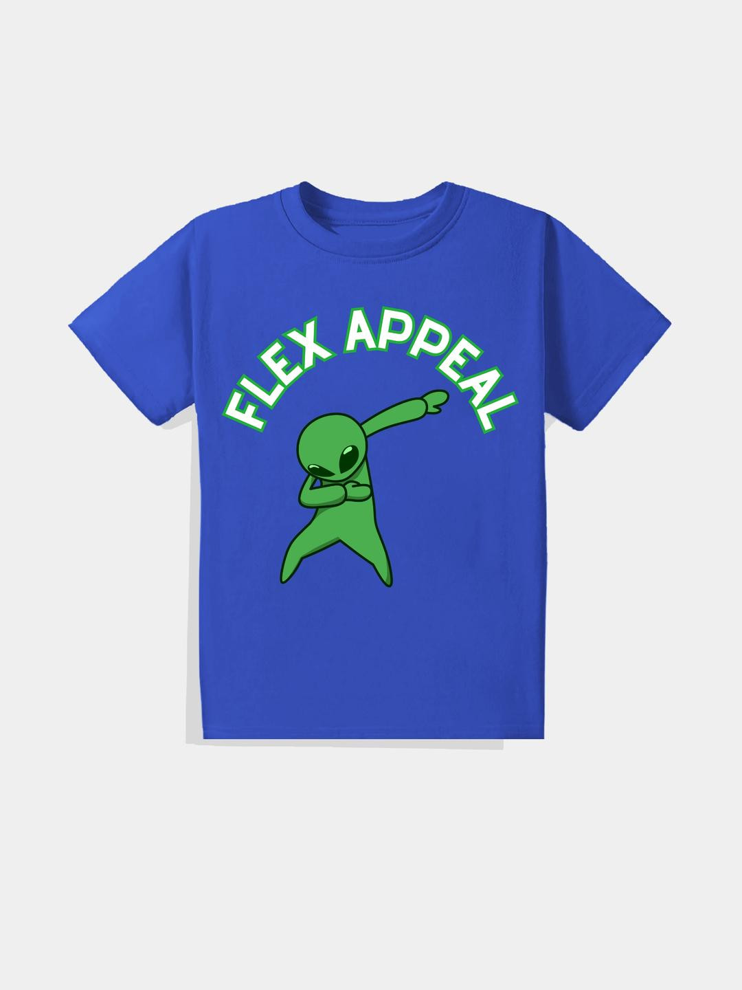 KAVEE Pure Cotton Half Sleeves Flex Appeal Text Printed Bio Washed Tee - Royal Blue