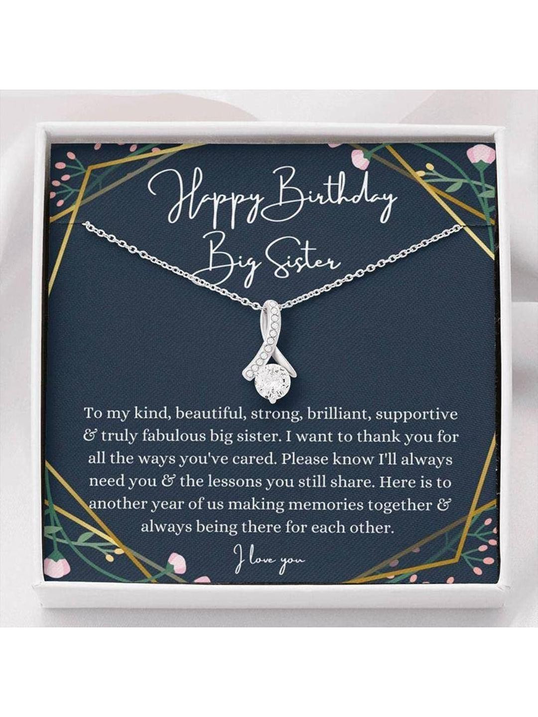 Silver Gift Sister Necklace, Big Sister Birthday Necklace Gift From Little Sister Little Brother, S