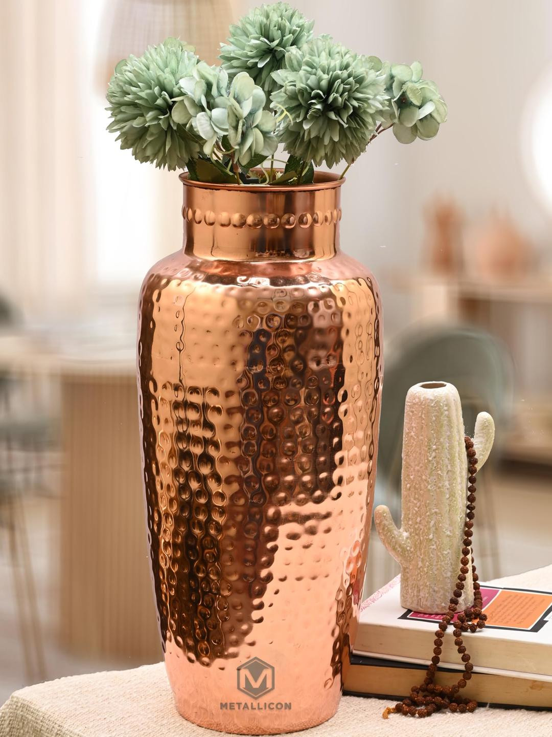 METALLICON Copper Toned Textured Flower Vase