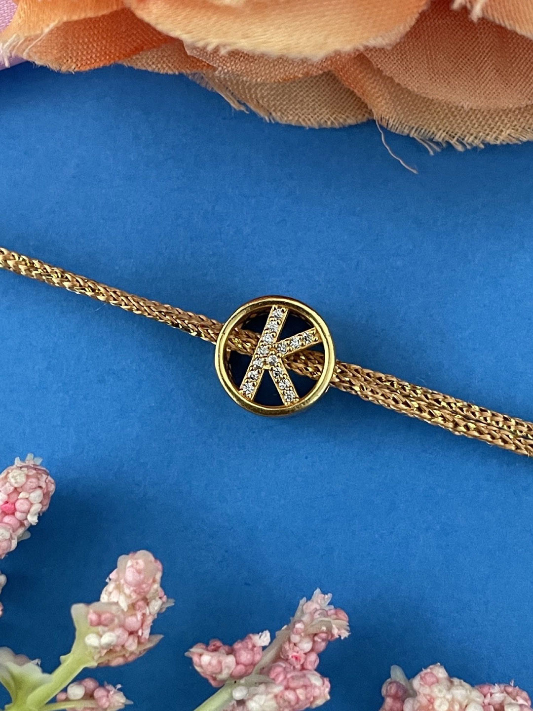 Digital Dress Room American Diamond Studded K Letter Thread Rakhi