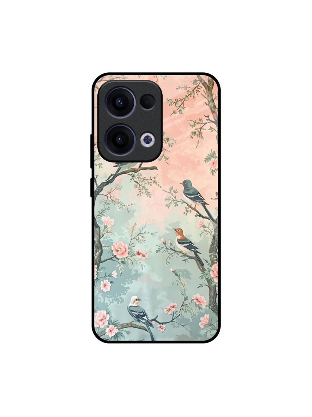 QRIOH Floral Printed Oppo Reno13 5G Nature's Chorus Glass Back Case Mobile Accessories