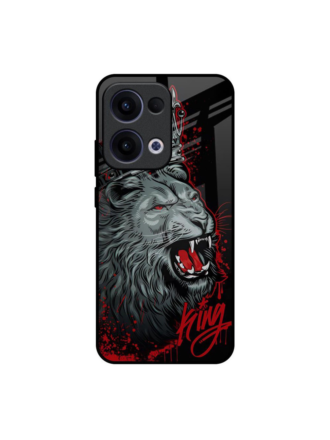 QRIOH Red Lion King Glass Case for Oppo Reno13 5G Back Case Mobile Accessories
