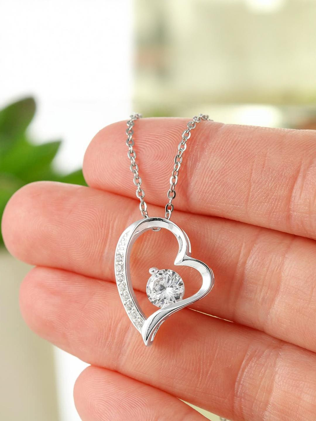 Silver Gift Wife Necklace, To My Wife Necklace, Valentines Day Heart Pendant Gift For Wife, I Promi