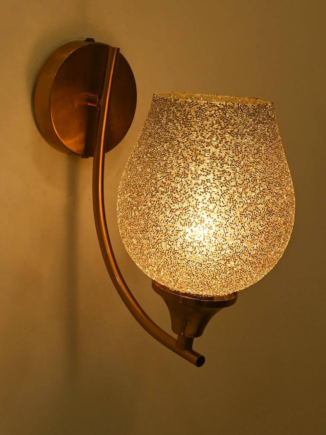 SOMIL Grey Textured Glass Cylinder Shaped Textured Wall Lamp