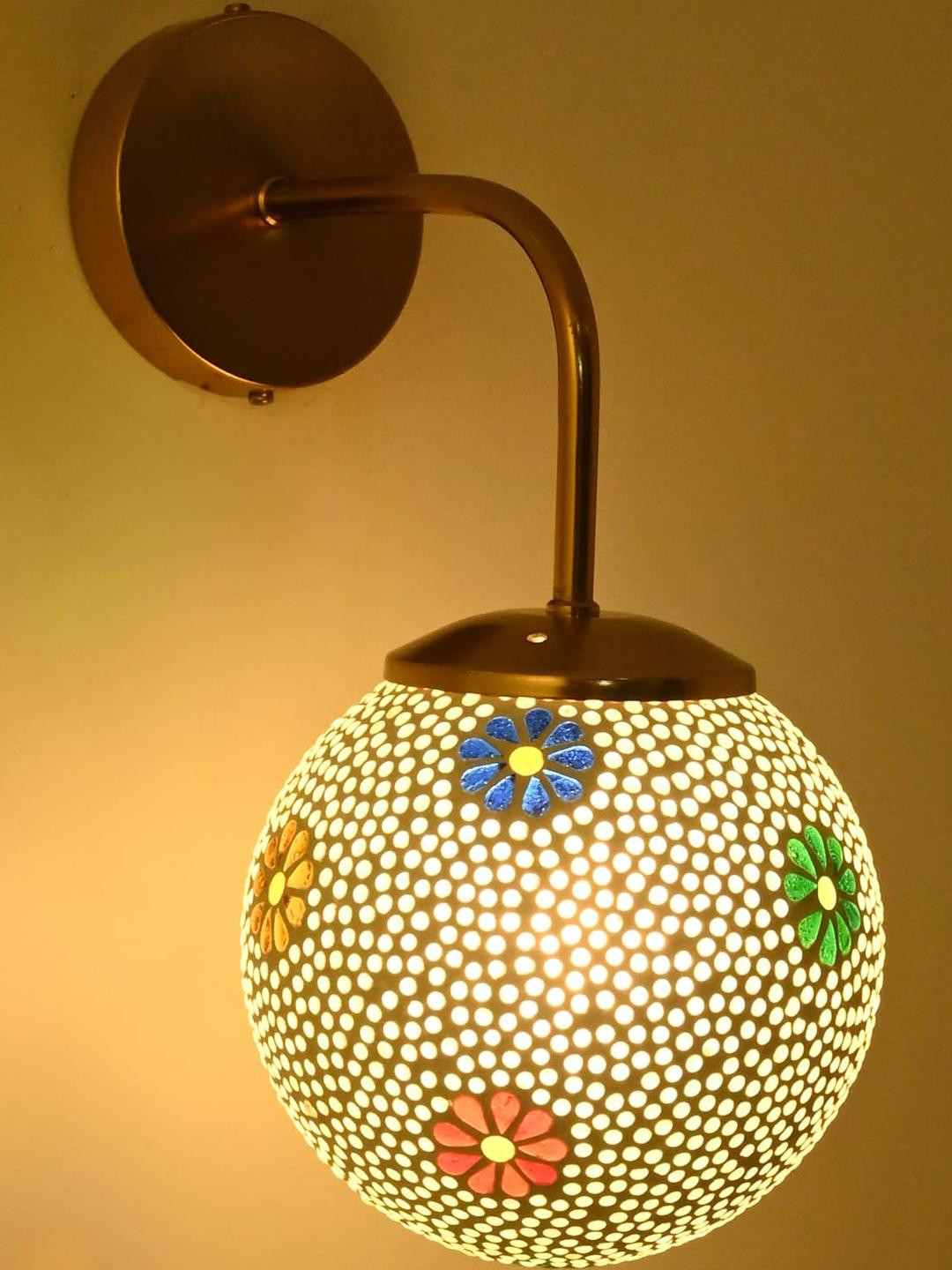 Somil Gold Plated Multicolored Glass Elegant & Stylish Decor Modern Interiors Wall Lamps