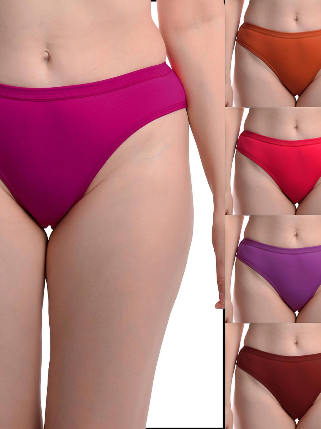 New stylish Pink,Orange,Red,Purple,Maroon Cotton Hipster Multicolor Panties Pack of 5
