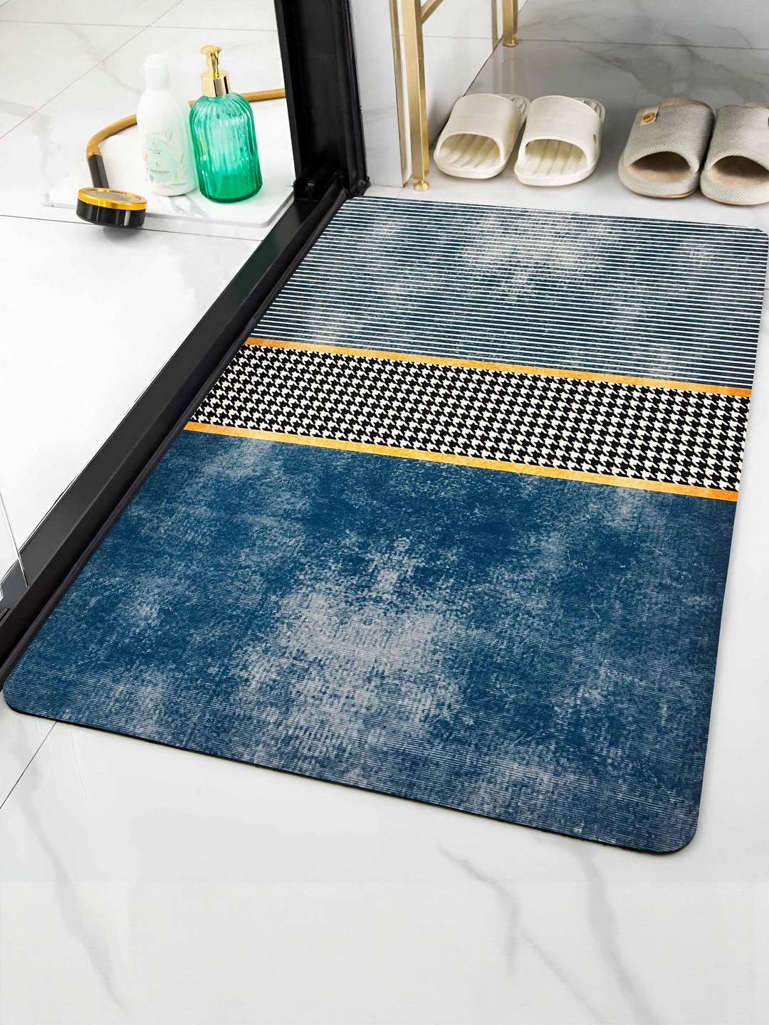 IVAZA 550 GSM Blue Anti Slip Bathroom Mat