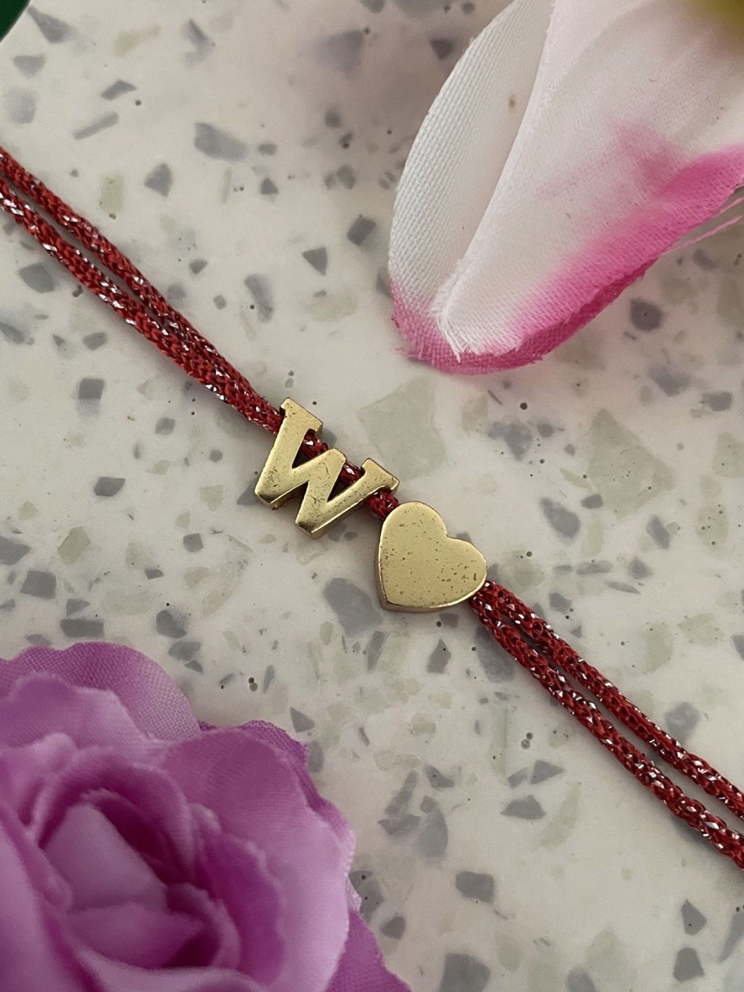 Digital Dress Room W Letter Heart Charm Thread Rakhi