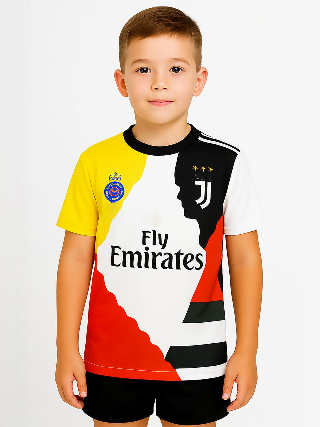 dostitch Boys Multi Color Cristiano Ronaldo Printed  Round Neck T-shirt