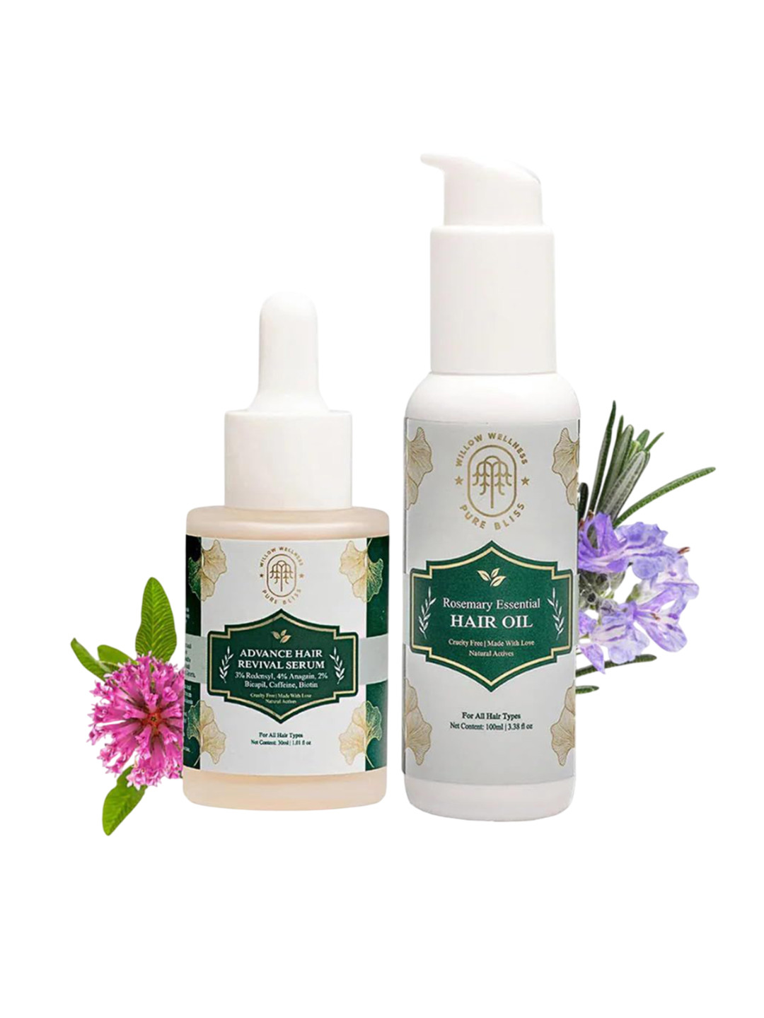 Willow Wellness Set Of 2 Rosemary Essential Hair Oil- 100 ml & Advance Hair Serum- 30 ml