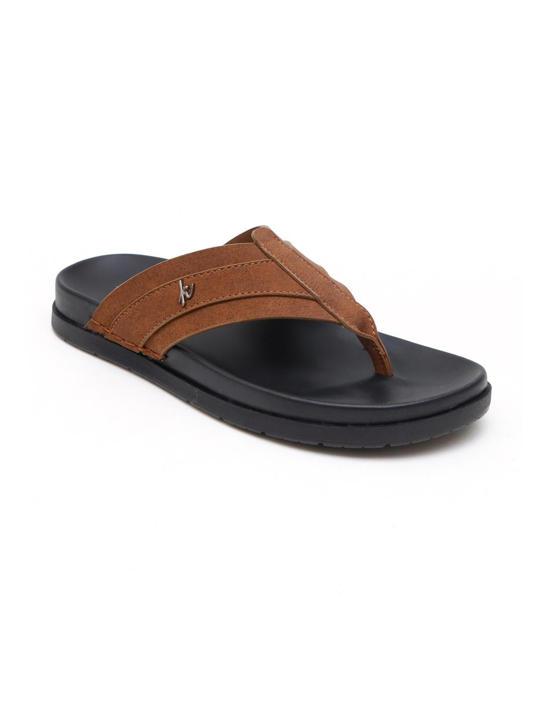 Kelsey Men Tan T-Strap Flats