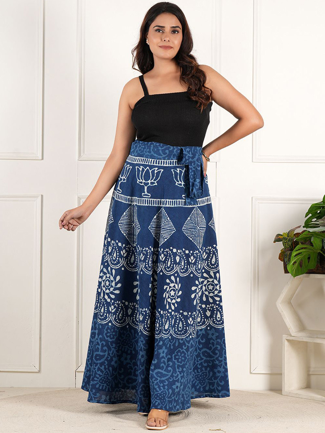 Style Shoes Printed Pure Cotton A-Line Skirt