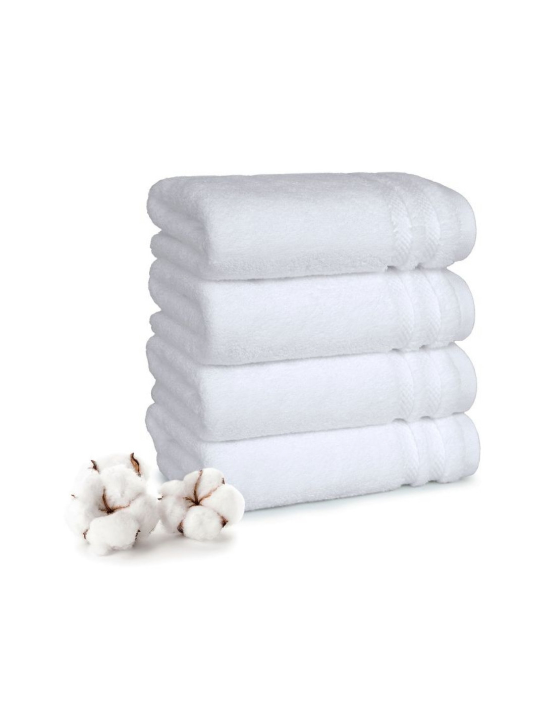 MYTRIDENT 4 Pcs White 625 GSM Super Absorbent Pure Cotton Hand Towel