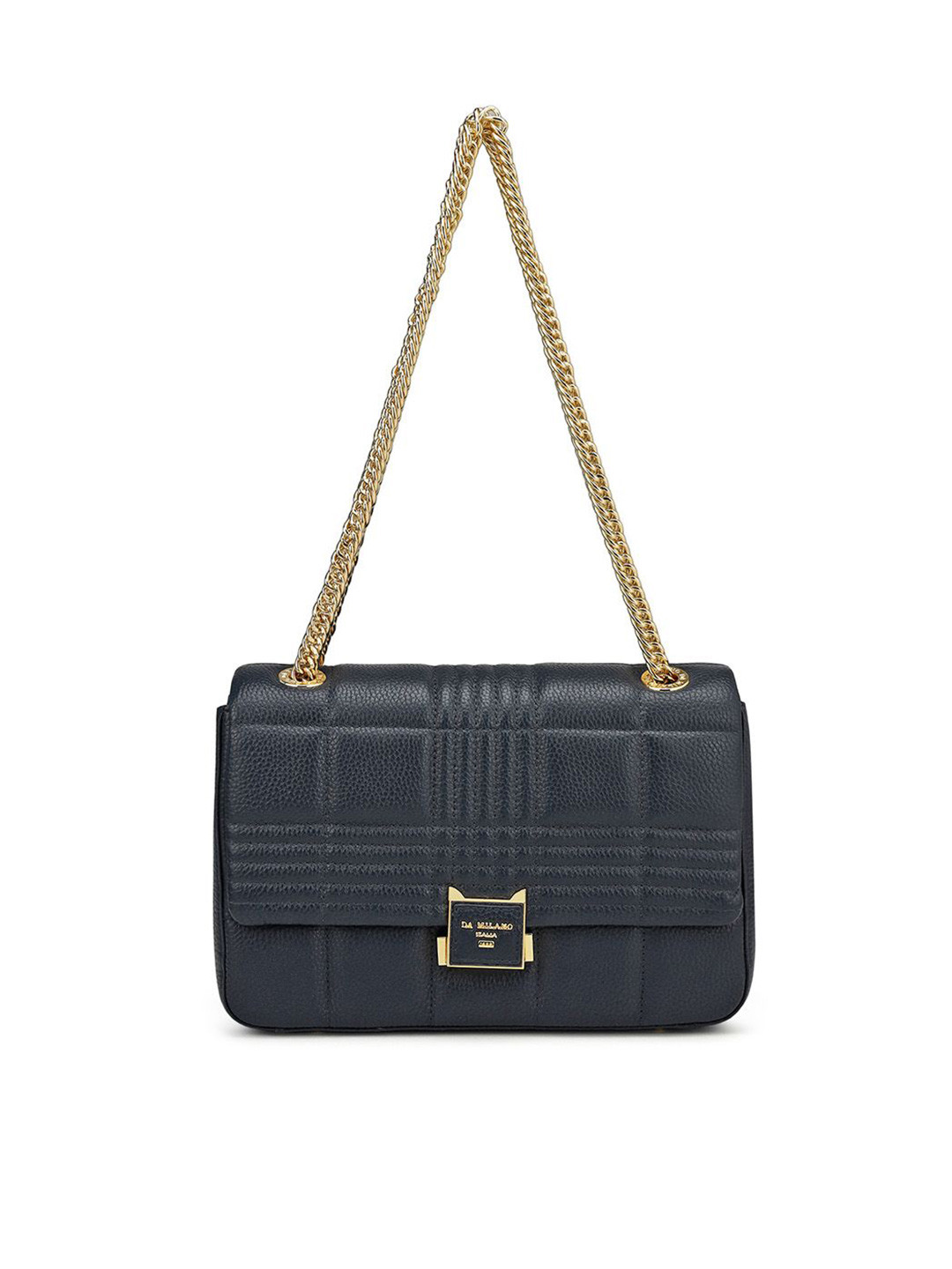 Da Milano Textured Leather Quilted Structured Shoulder Bag
