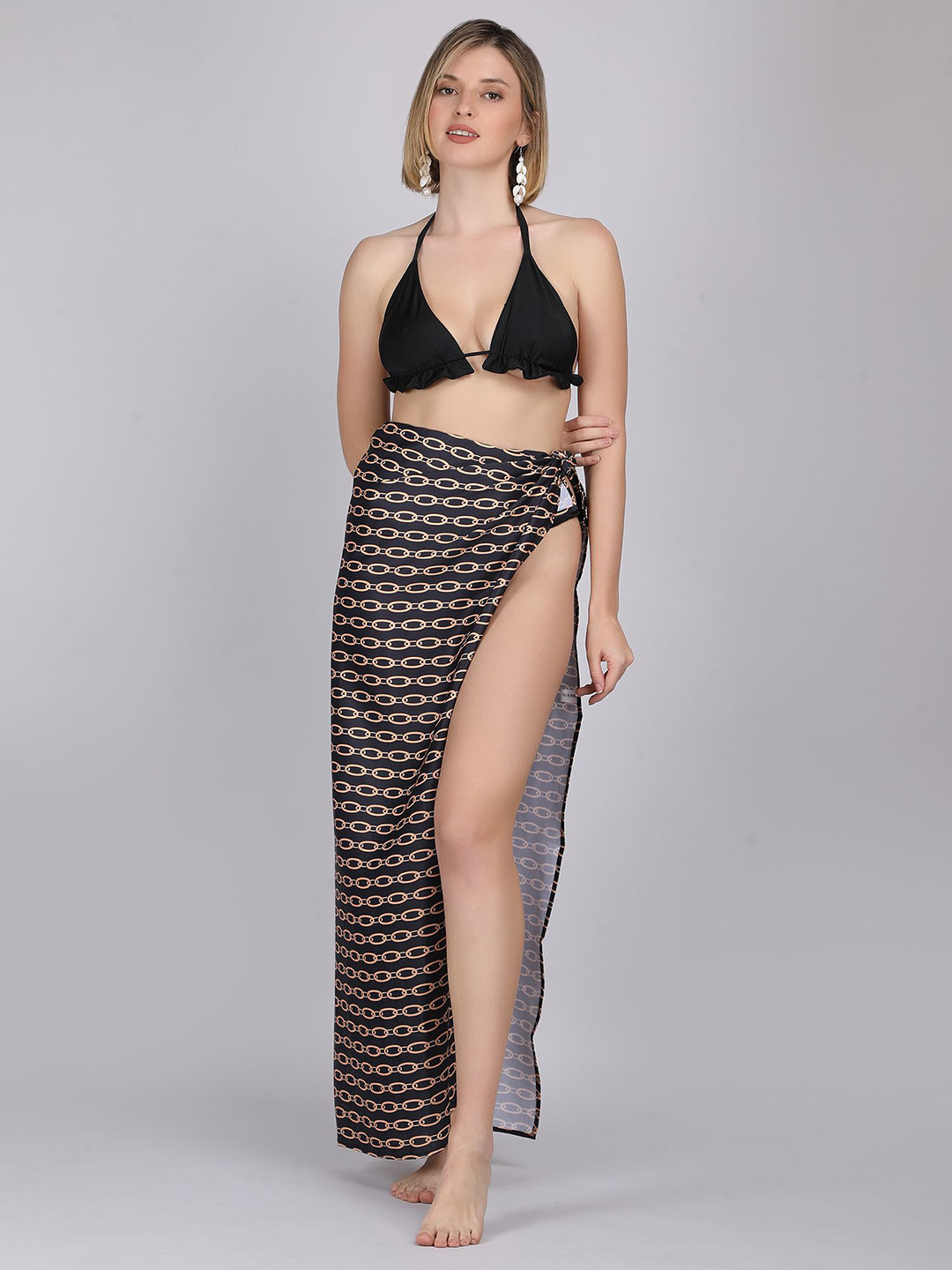 WOMAN IN YOU Tropical Printed Swim Cover Up Sarong Bottom