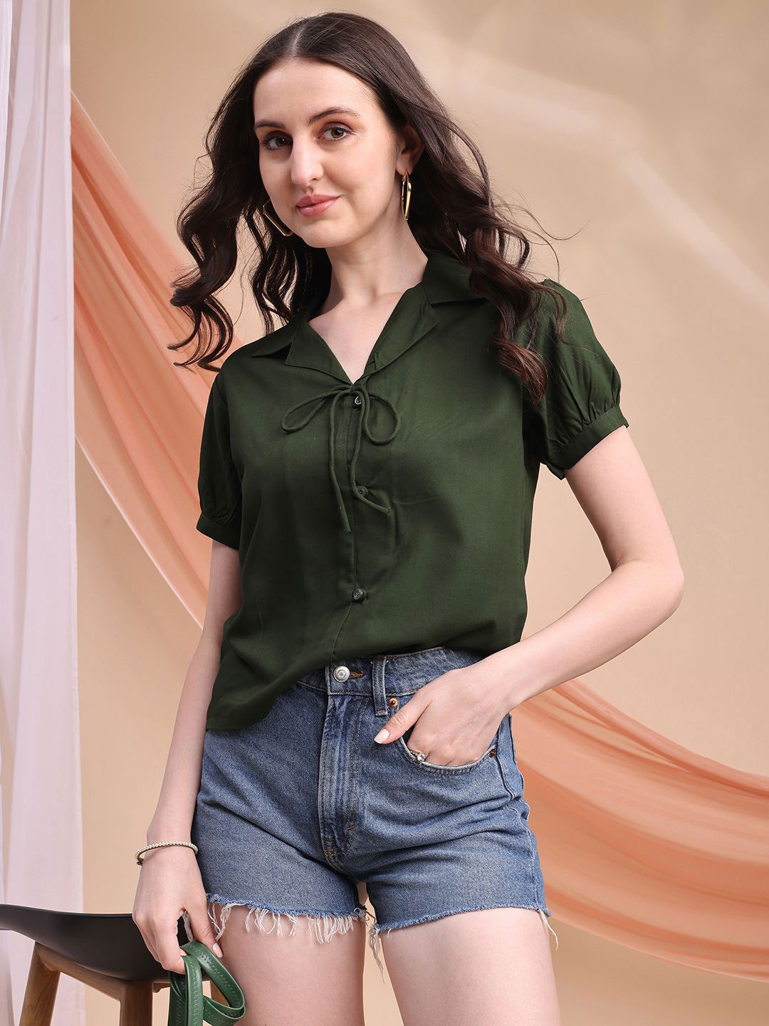 Kinjo Women Shirt Coller Shirt Style Top