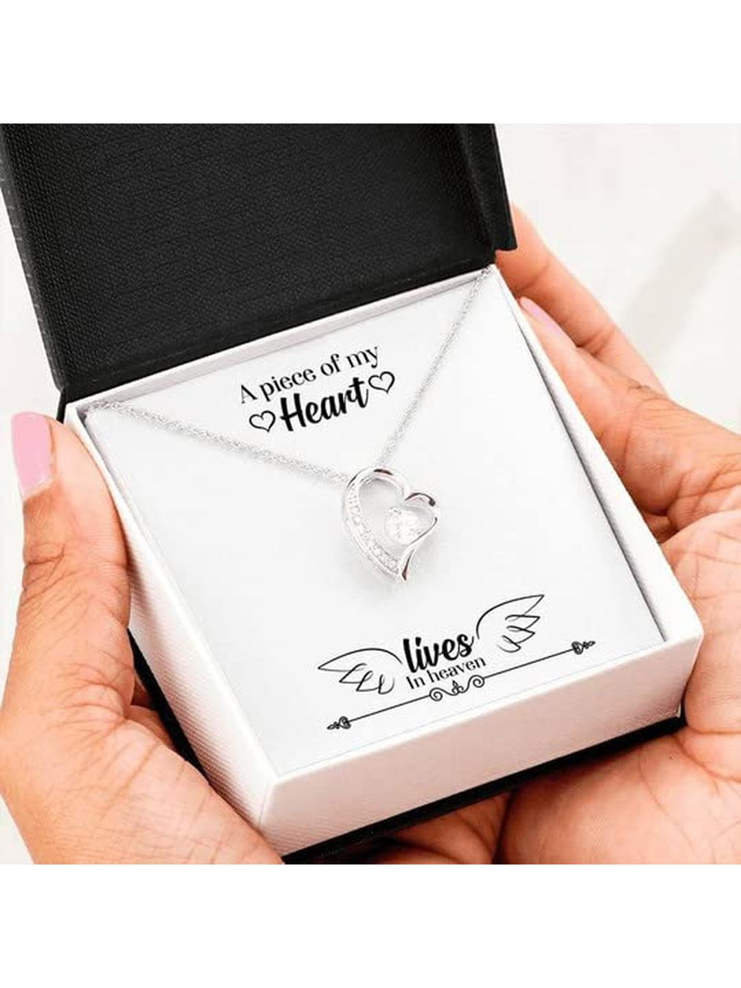 Sterling Silver Gift MOM NECKLACE, A PIECE OF MY HEART FOREVER LOVE NECKLACE GIFT FOR MOM