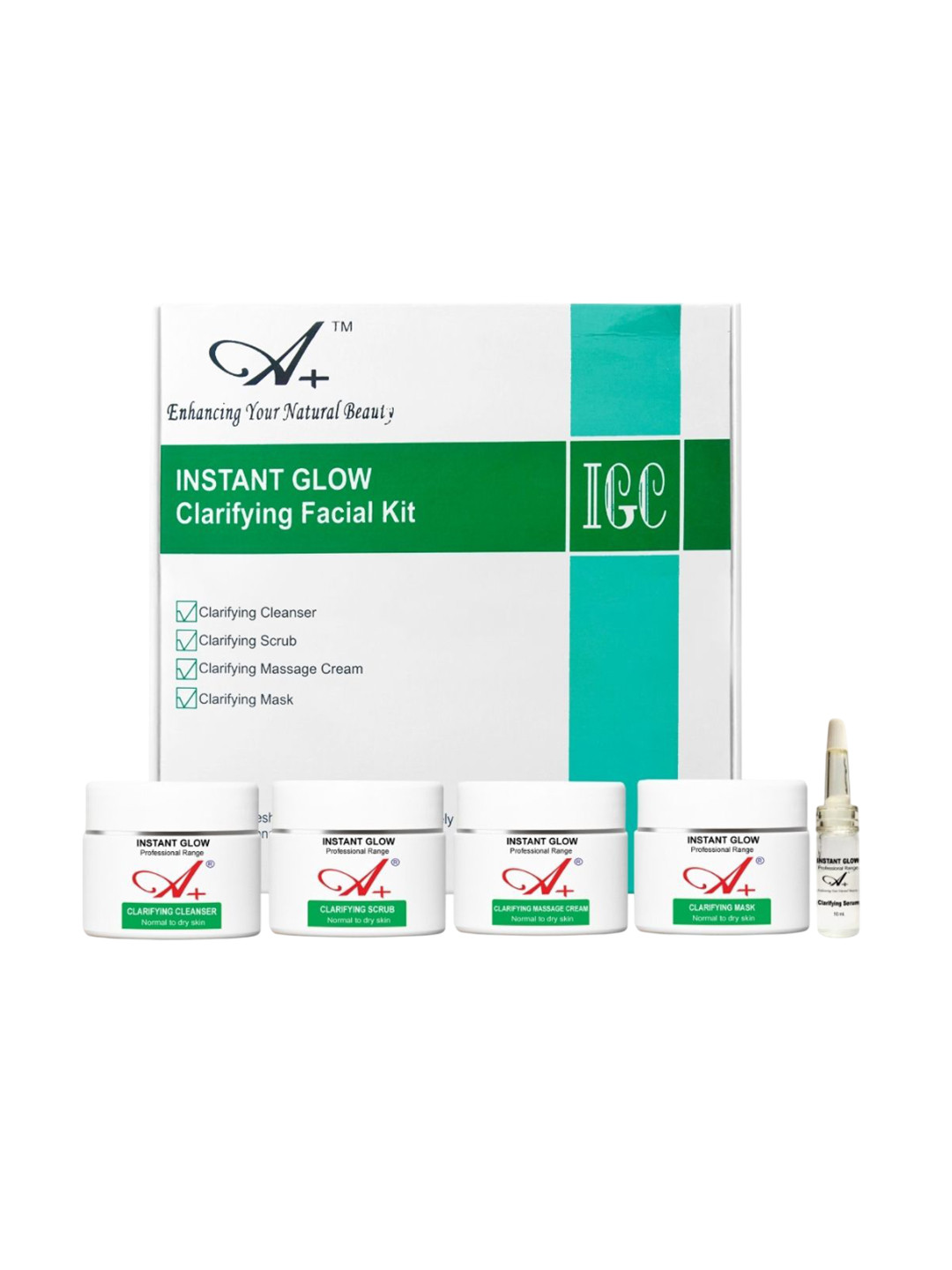 A+ Instant Glow Clarifying Facial Kit For Normal to Dry Skin Types