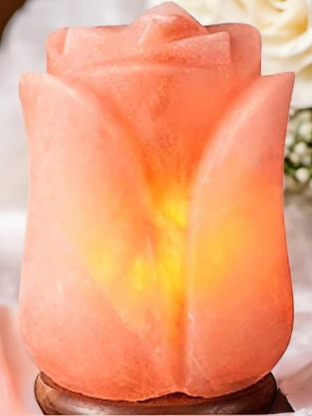 Rose Shape Himalayan Rock Salt Lamp for Positive Energy, Table Lamp