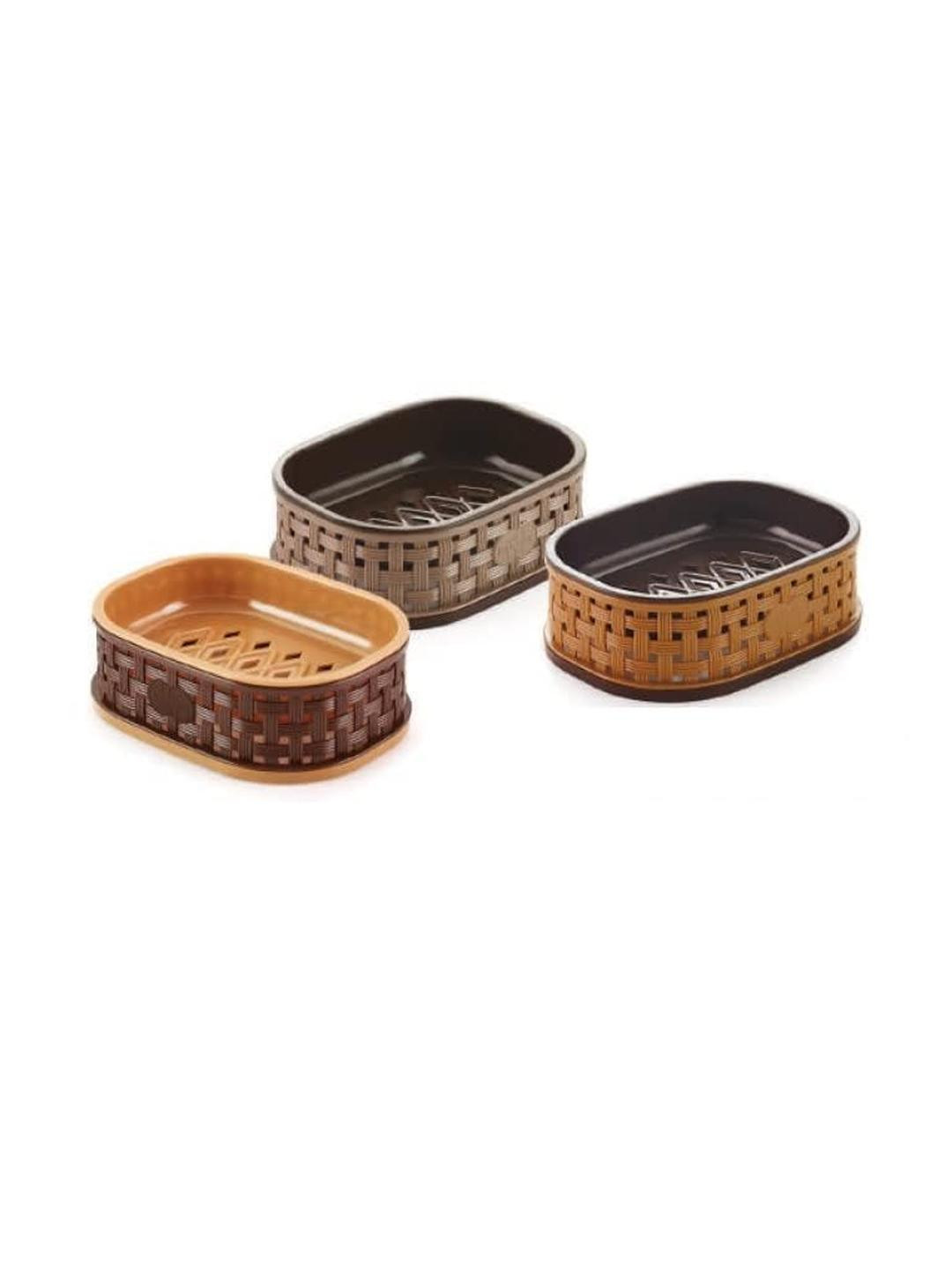 Konquer TimeS Brown 3 piece Plastic Soap Dish
