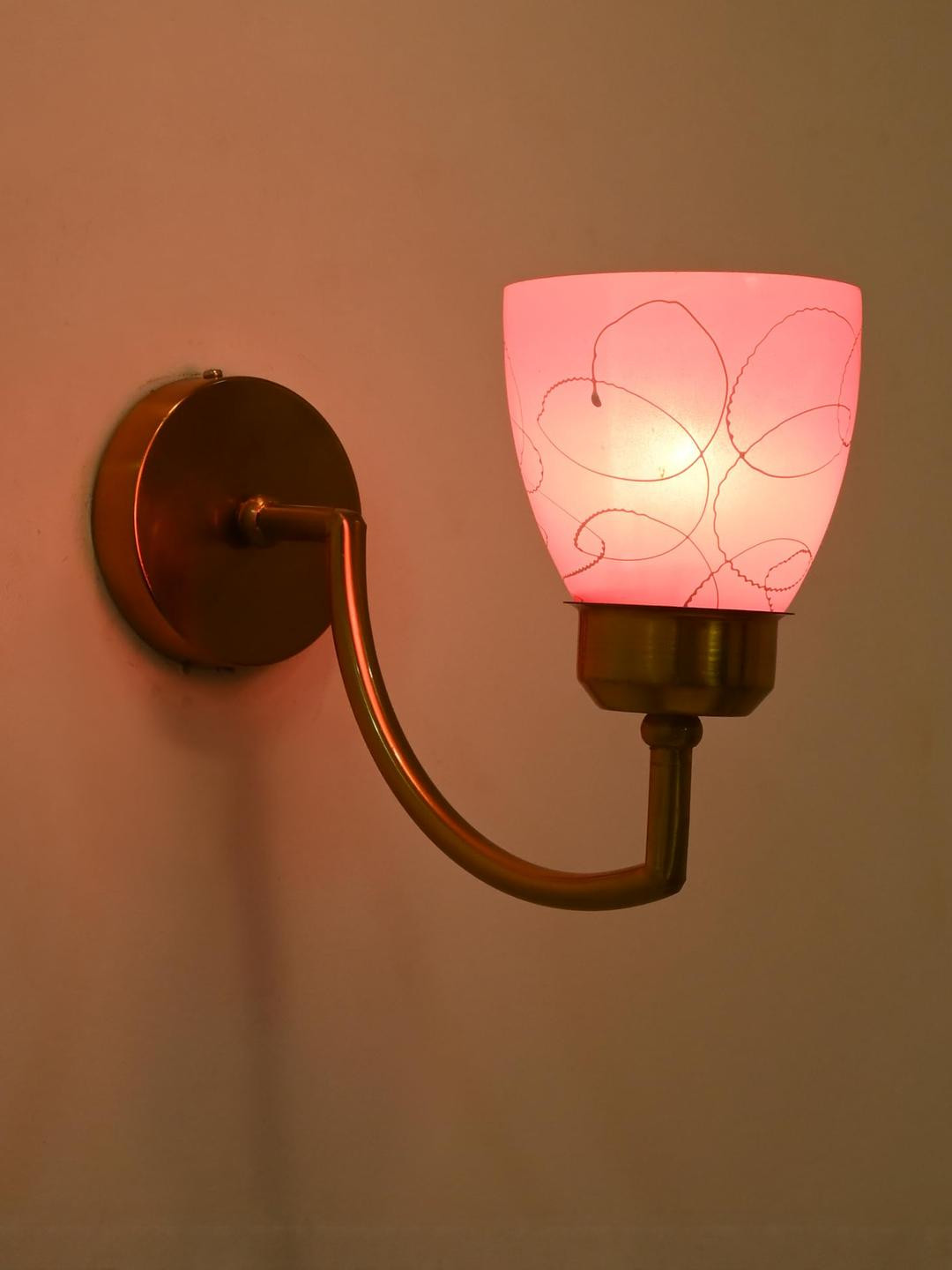 Somil Gold Plated Pink Glass Elegant & Stylish Decor Modern Interiors Wall Lamps