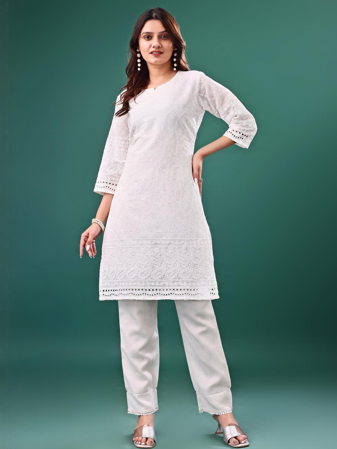 ZAZADIYA IMPEX Women White Kurtis