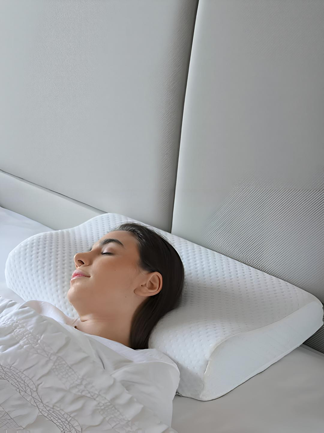 AD-RML White Memory Foam Filled Cotton Lightweight Sleep Pillow