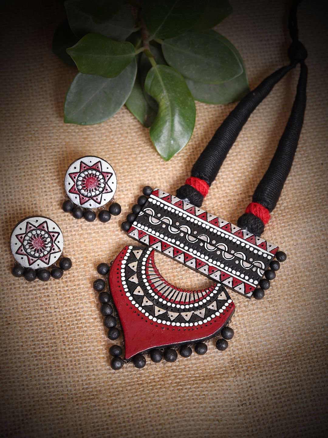 FIROZA Ink Of Ancestry Beaded Terracotta Jewellery Set