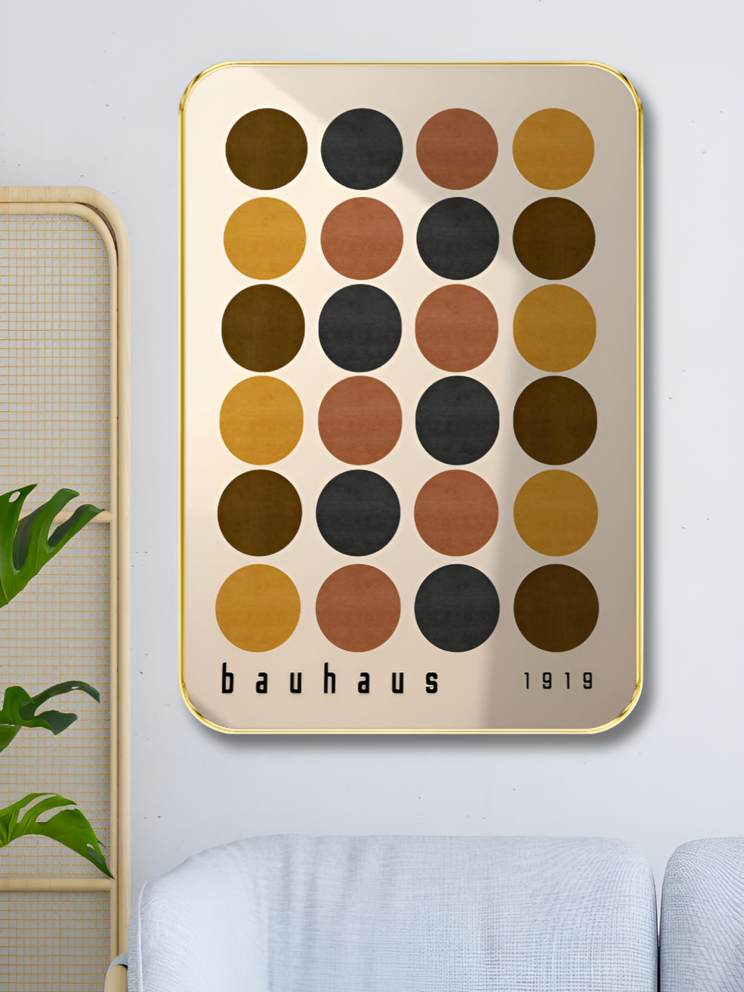 Livin'luxe Brown & Black Bauhaus Circle Printed Wall Art