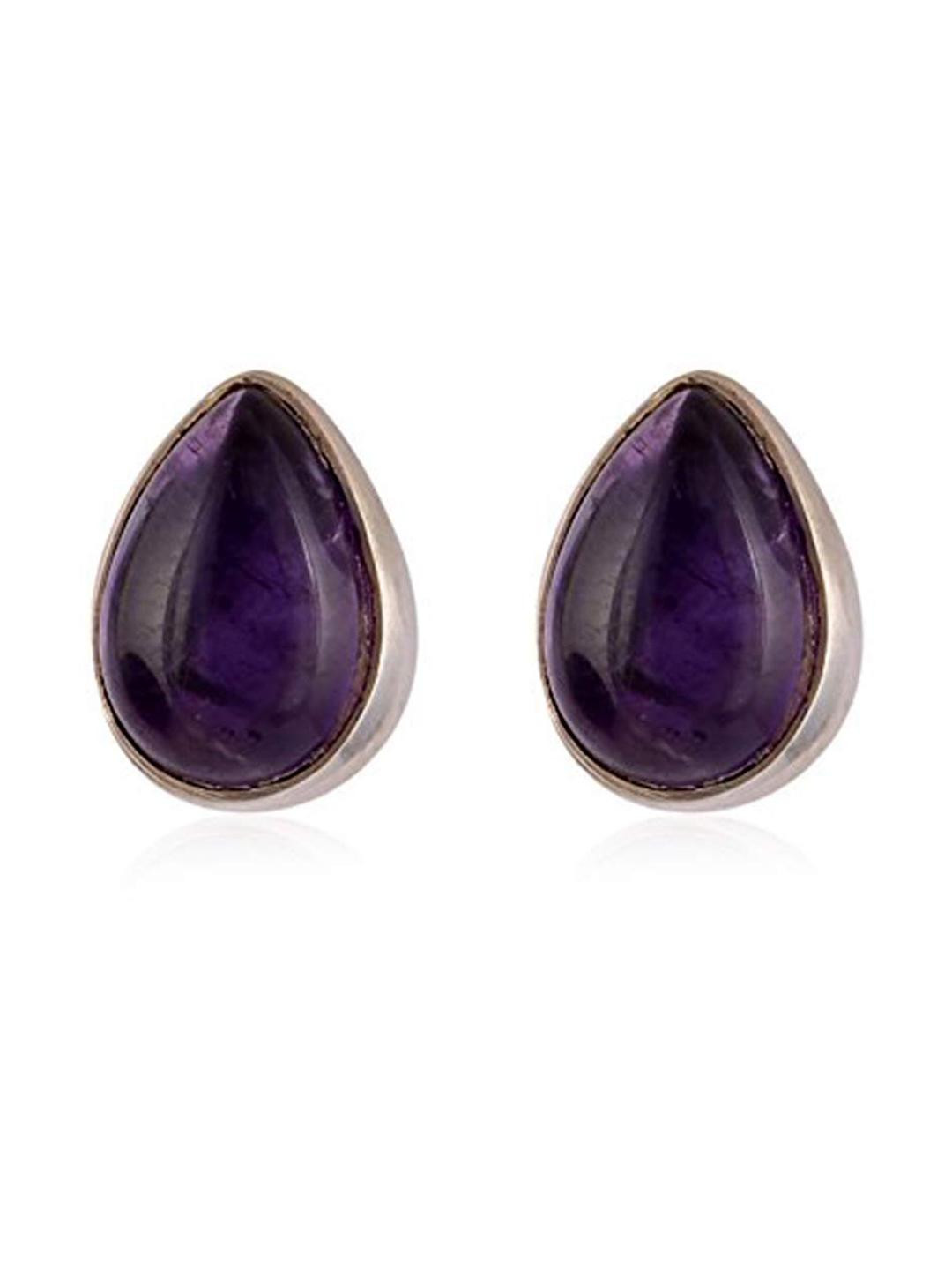 Silver Planets Women Purple Earrings