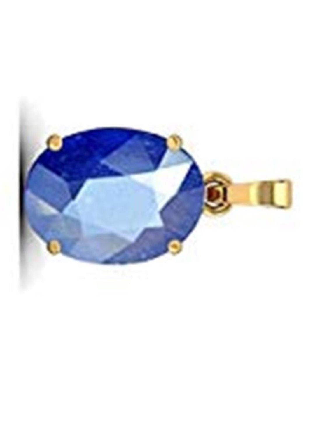 RAVIOUR LIFESTYLE Blue Stone Studded Gold Pleated pendant