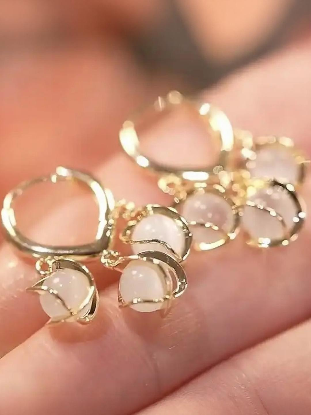 ONUYX Gold-Plated Opal Hoop Earrings