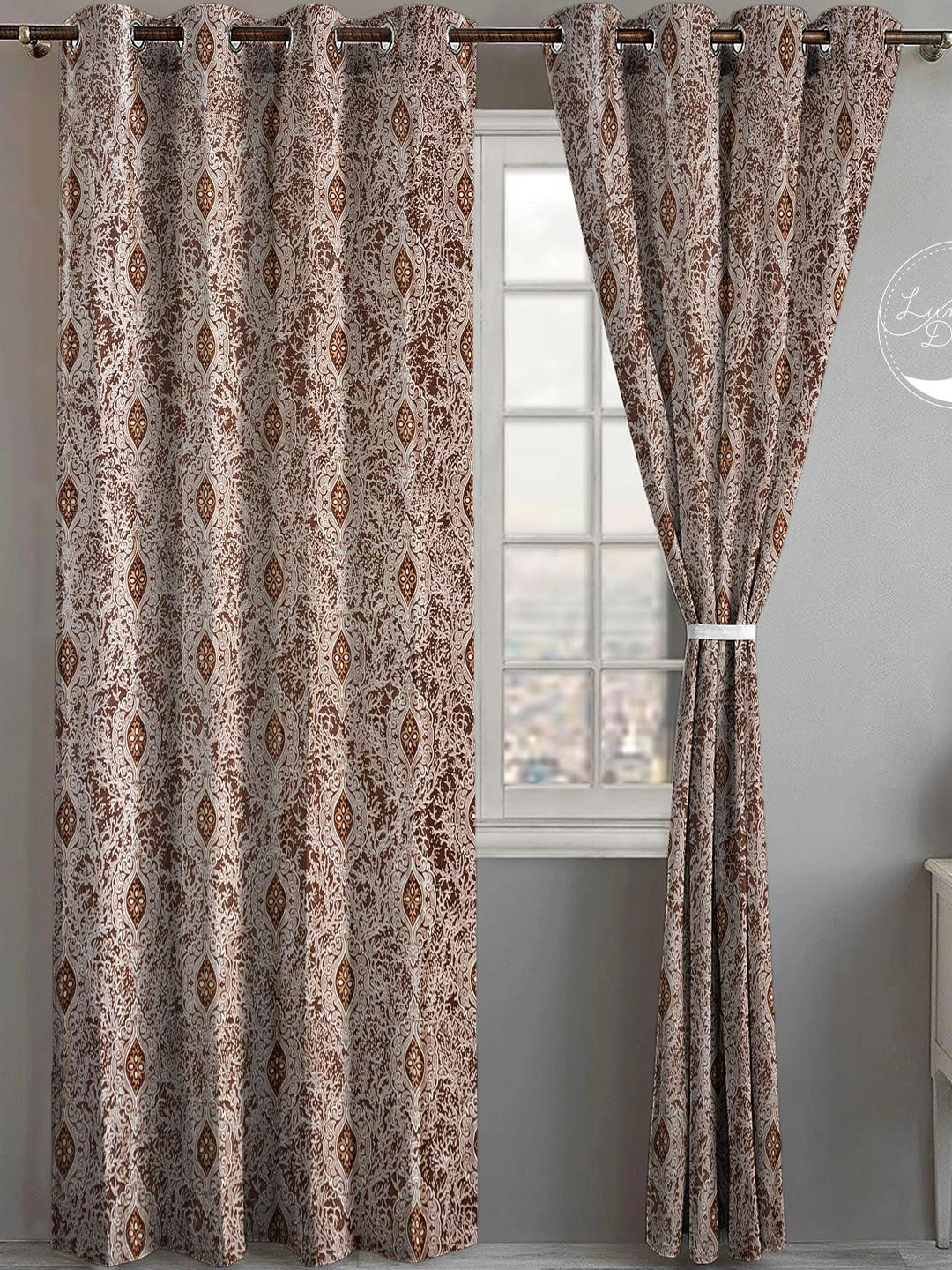 Lunar Days Set of 2 Room Darkening Eyelet Ring Long Door 9 Feet Curtains