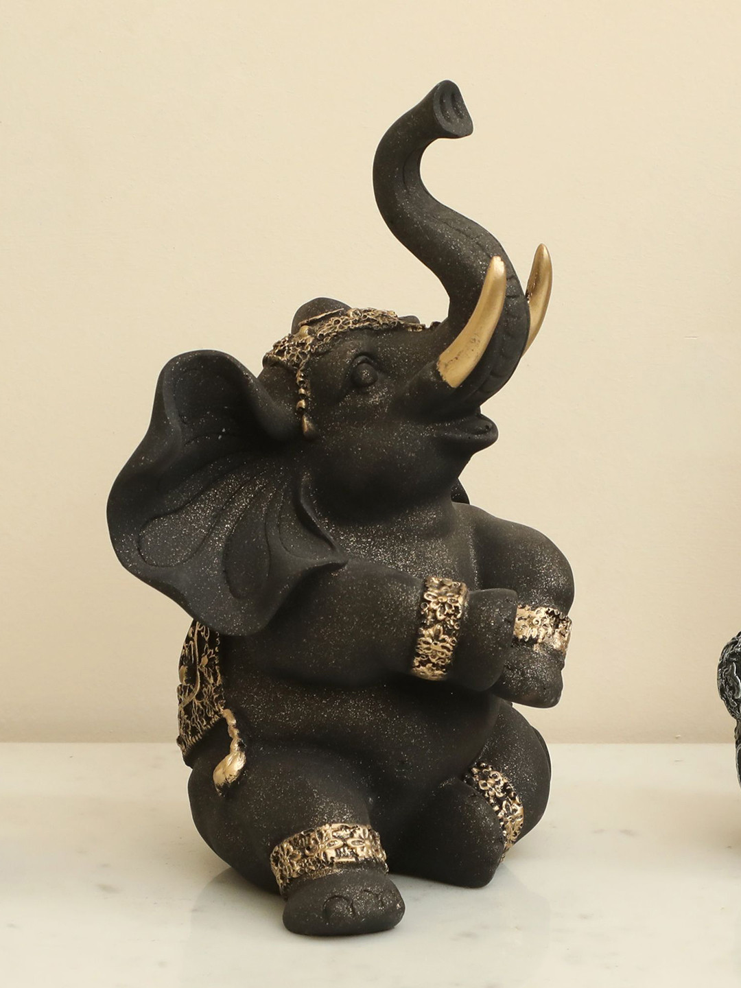 vedas S-Dev Black & Gold-Toned Ganesha Religious Showpiece