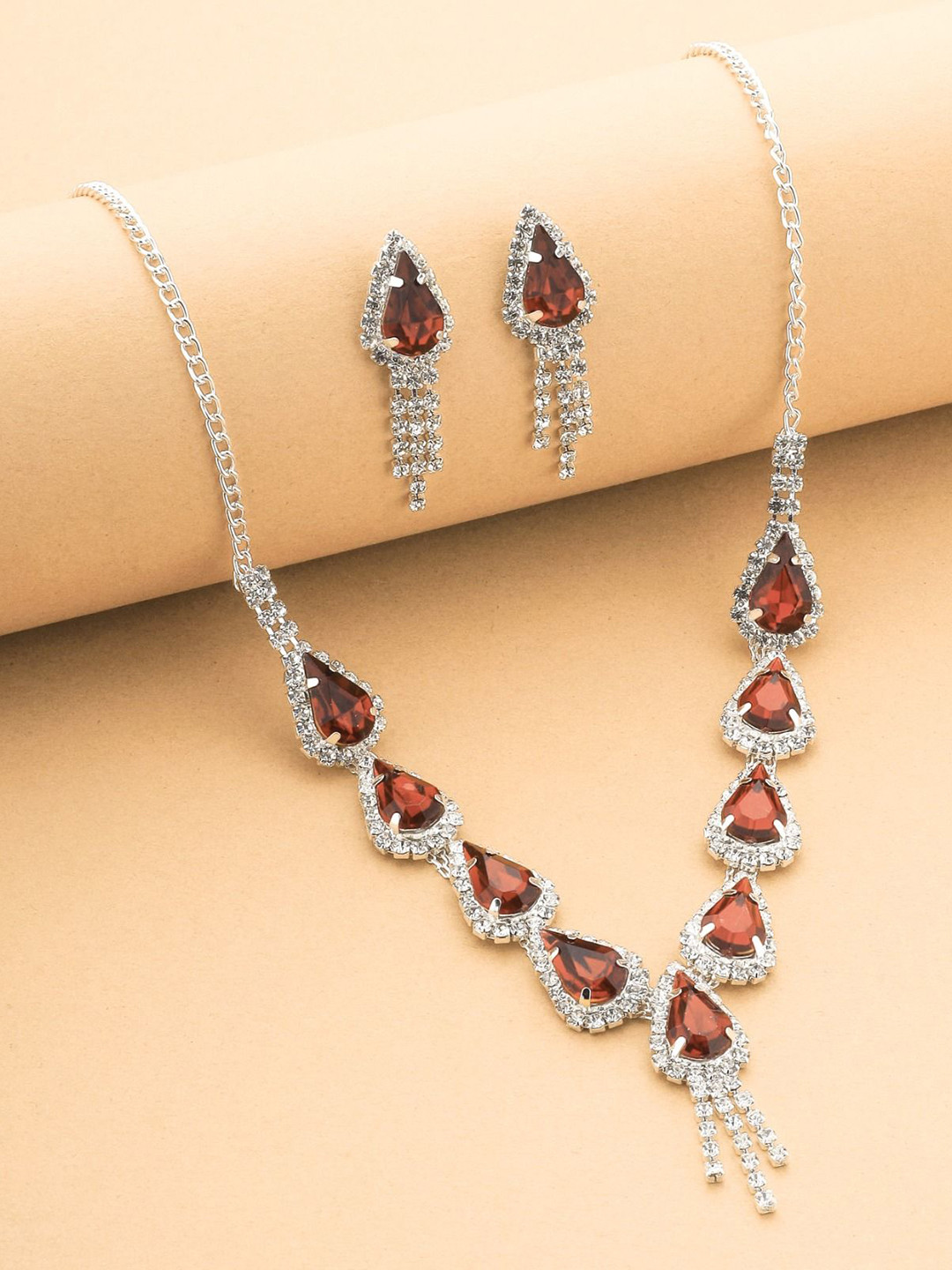 ASCEND Sliver-Plated Crystal-Studded Jewellery Set
